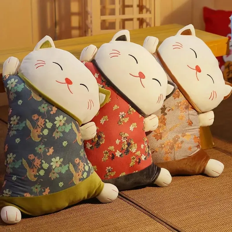 Cute Kawaii Fortune Cat Throw Pillow Blanket Dual Use Sofa Backrest Throw Pillow Office Car Seat Waist Protector Cushion Pillow
