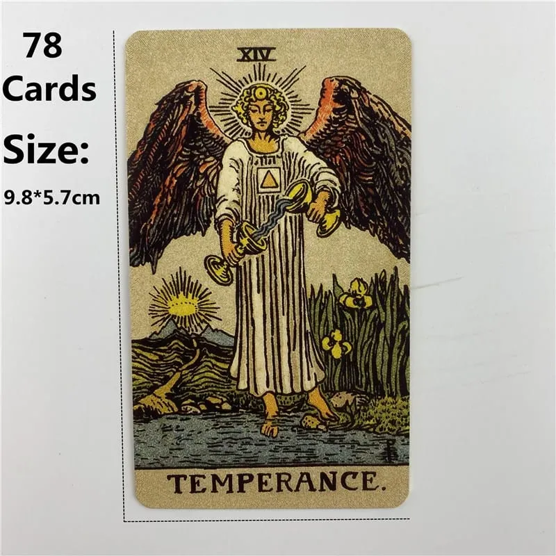 Baralho de cartas de tarô dourado, edição sem fronteiras, com guia de papel, visão em inglês, jogos de tabuleiro de adivinhação clássicos