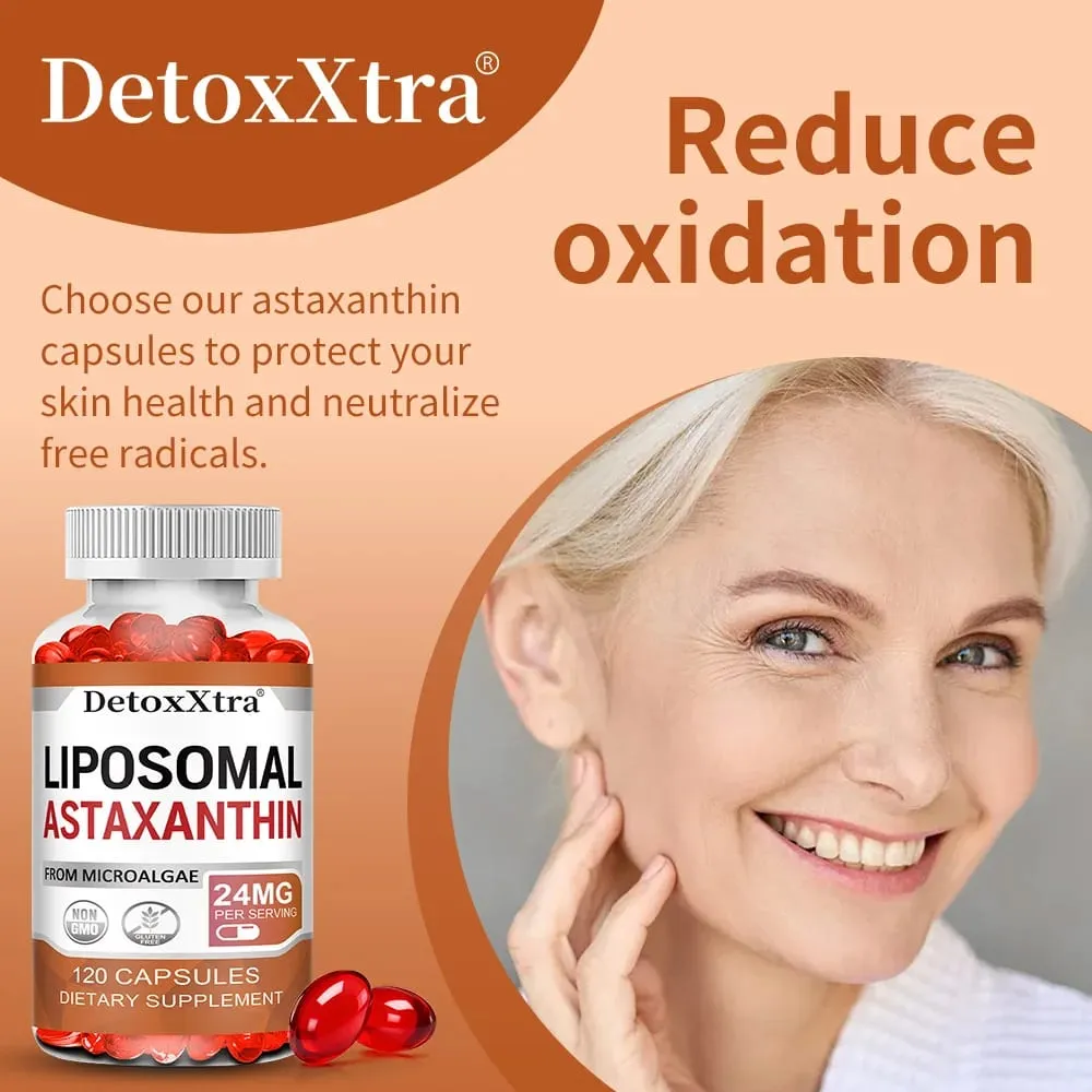 Astaxantina lipossomal 24mg, antioxidante premium de alta absorção, suporta metabolismo, pele dos olhos, articulações e saúde imunológica, não-OGM — image 7