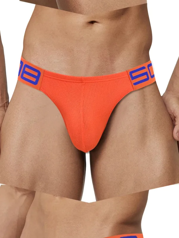 Cuecas masculinas de mistura de nylon, cuecas respiráveis ​​com letras de chifre em relevo, cintura elástica larga, cor fluorescente, roupa íntima sexy