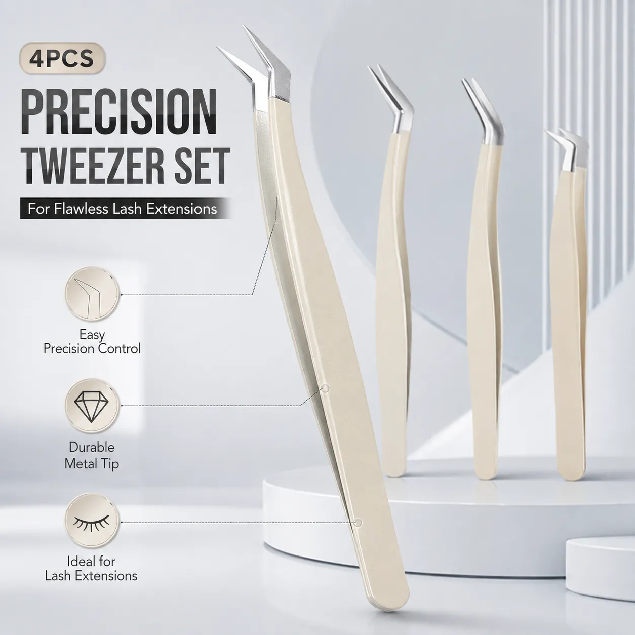 Anti-Static Tweezers Eyelash Extension Professional High Precision Volume Tweezer Stainless Steel Tweezers Antislip Makeup Tool