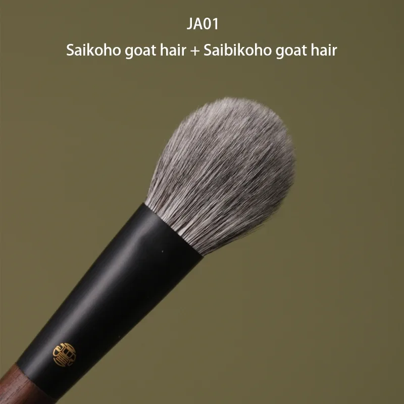 專業手工化妝刷 1 件裝軟松鼠狐狸馬山羊毛扁圓腮紅刷核桃柄化妝刷