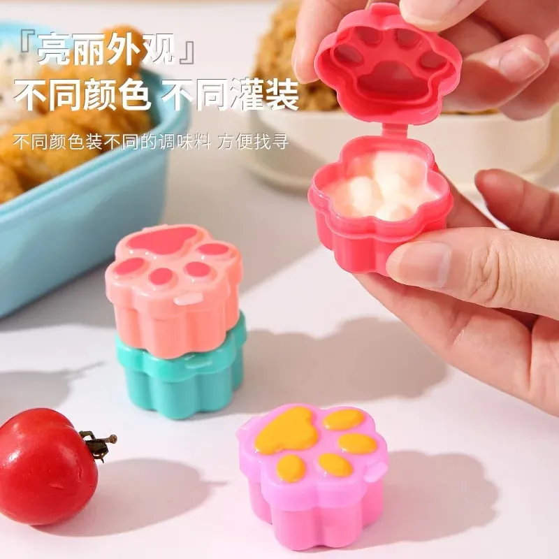 4pcs Mini Lunch Bento Soy Sauce Box Cute Design Plastic Portable Sauce Jars Condiment Dispenser Mini Salad Tomato Sauce Bottle