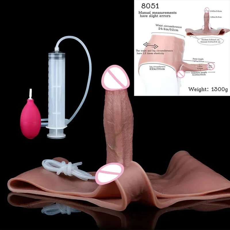 Silicone anal plug esguichando calcinha vibrador com músculos abdominais pênis sólido vaginal anal masturbador brinquedo sexual para o sexo feminino