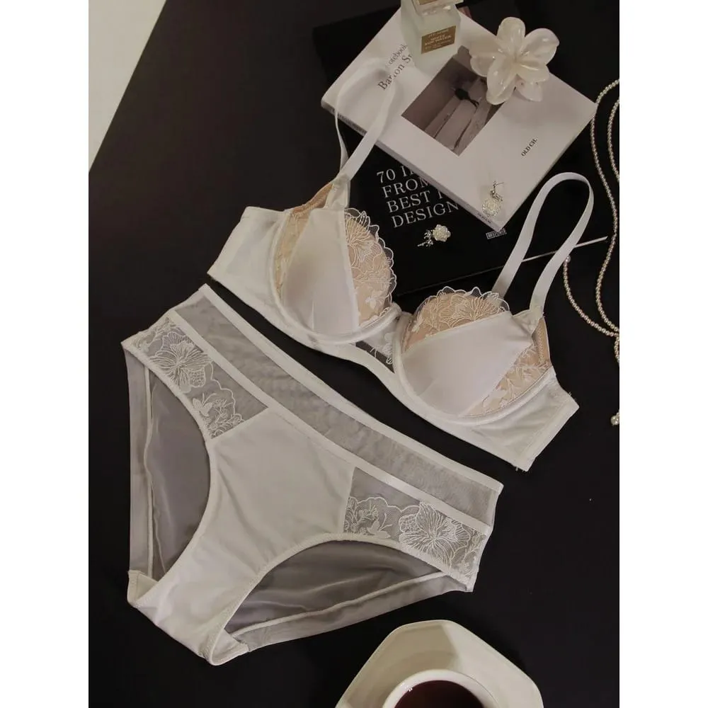Conjunto de sutiã de renda plus size, busto grande, copo d, copo fino, cobertura completa, conjunto de lingerie curvilínea, roupa íntima feminina