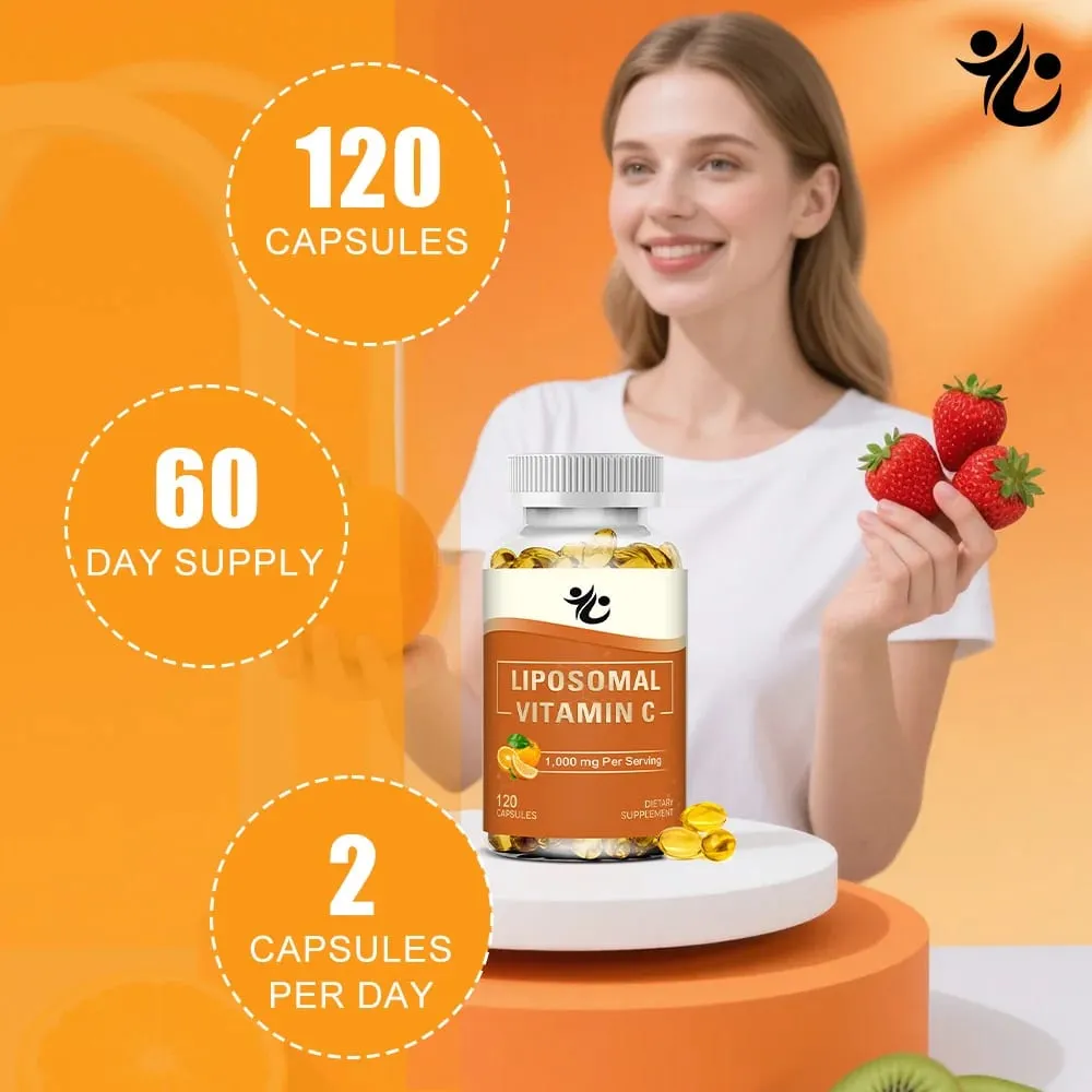 Liposomal Vitamin C 1000mg Capsules-Support Immune Defense Collagen Production Skin Radiance Cognitive & Circulatory Wellness