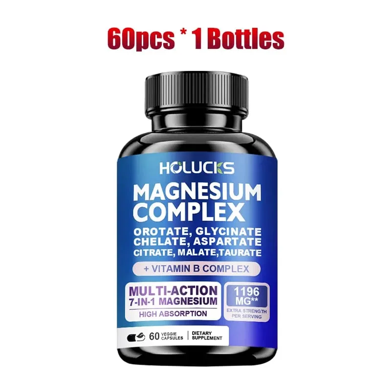 Cápsulas de complexo de magnésio com vitamina B6 apoiam o sono, osso, coração, saúde, alívio do estresse, músculos, nervos fortes, metabolismo
