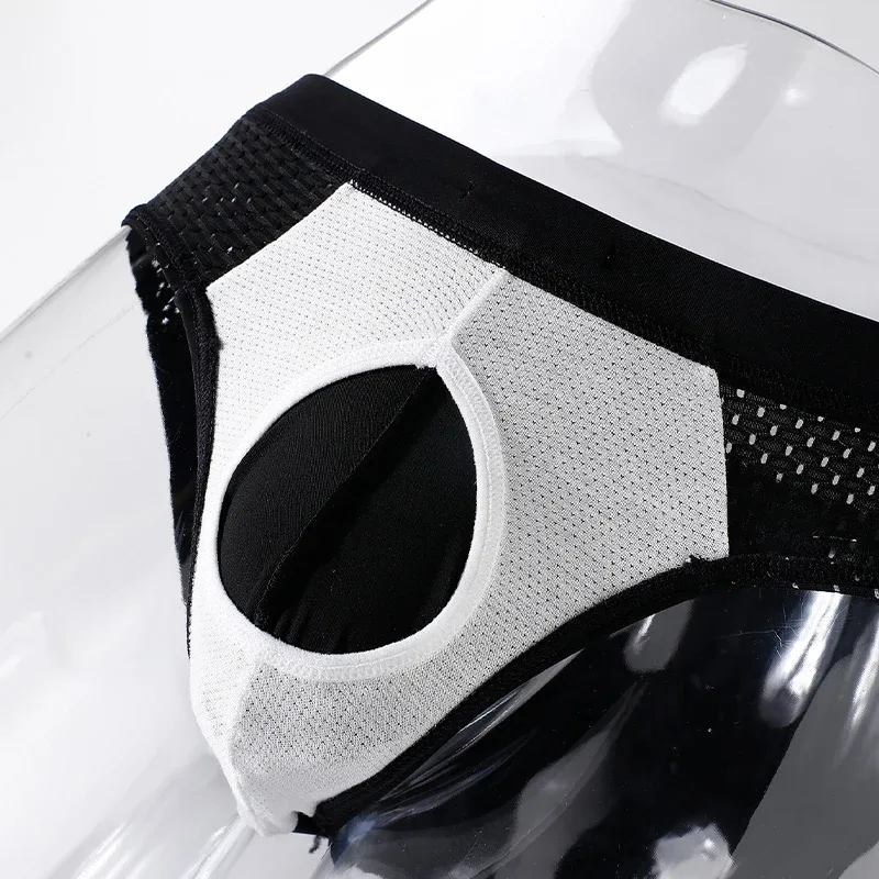Cuecas masculinas de malha de seda gelo de verão, secagem rápida, bolsa em u, virilha separada, roupa íntima respirável, design triangular para conforto