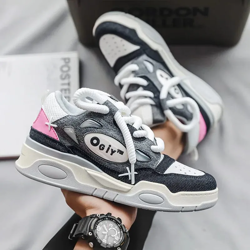2023 New Sneakers Men's Comfortable Low-top Lace-up Platform Heightened Casual Shoes Outdoor Skateboard Shoes Sneakers for Men