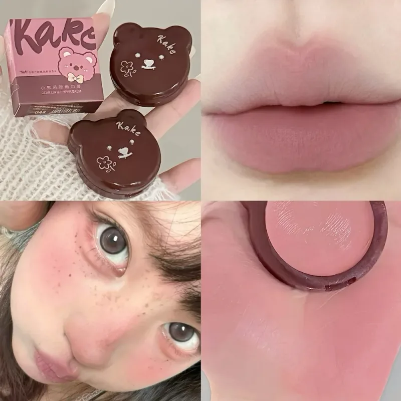 Urso multi-uso bochecha batom cremoso textura macia natural clareamento tez diariamente blush aveludado suave batom maquiagem