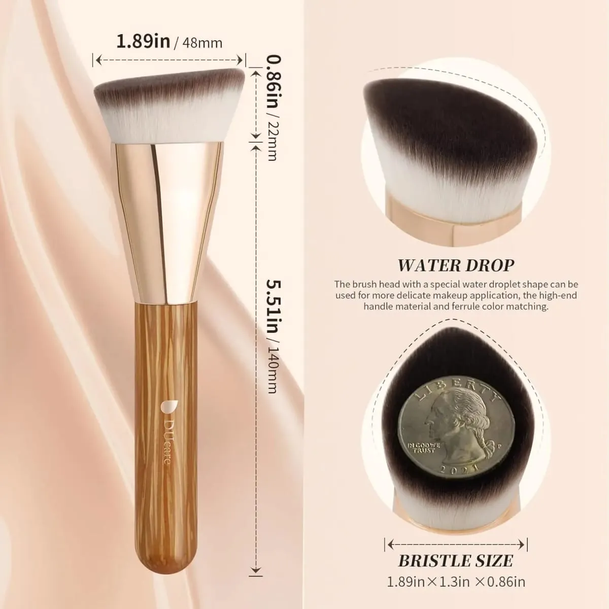 Ducare pincel de base angular profissional, creme líquido, pó, contorno, mistura e polimento, ferramenta cosmética de maquiagem facial