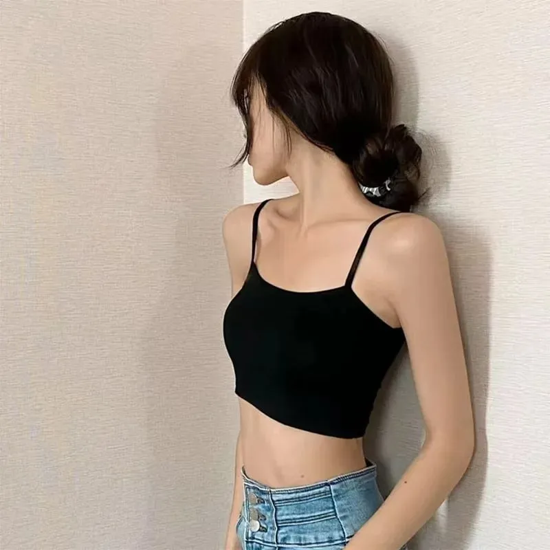 舒適防暴露吊帶背心方便設計女式無袖背心柔軟布料透氣吊帶背心女式