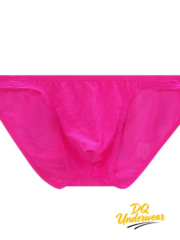 Cuecas de biquíni masculinas de malha neon, cor sólida, cintura elástica, multi cores, cintura baixa, bolsa convexa, respirável, secagem rápida, bs839, 1 peça