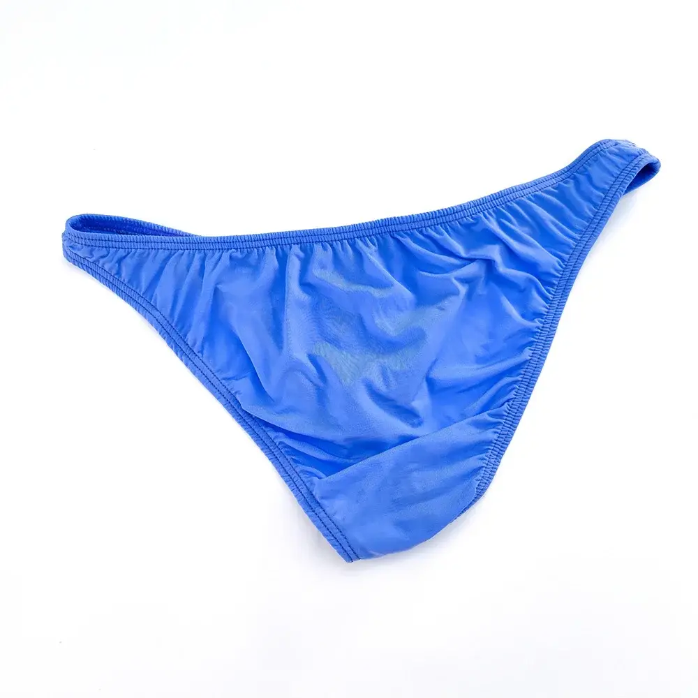 Solid Color Nylon Briefs Men Big Bulge Sexy Underwear Translucent Ice Silk Low Waist Bikini Panties U Convex Male Panties