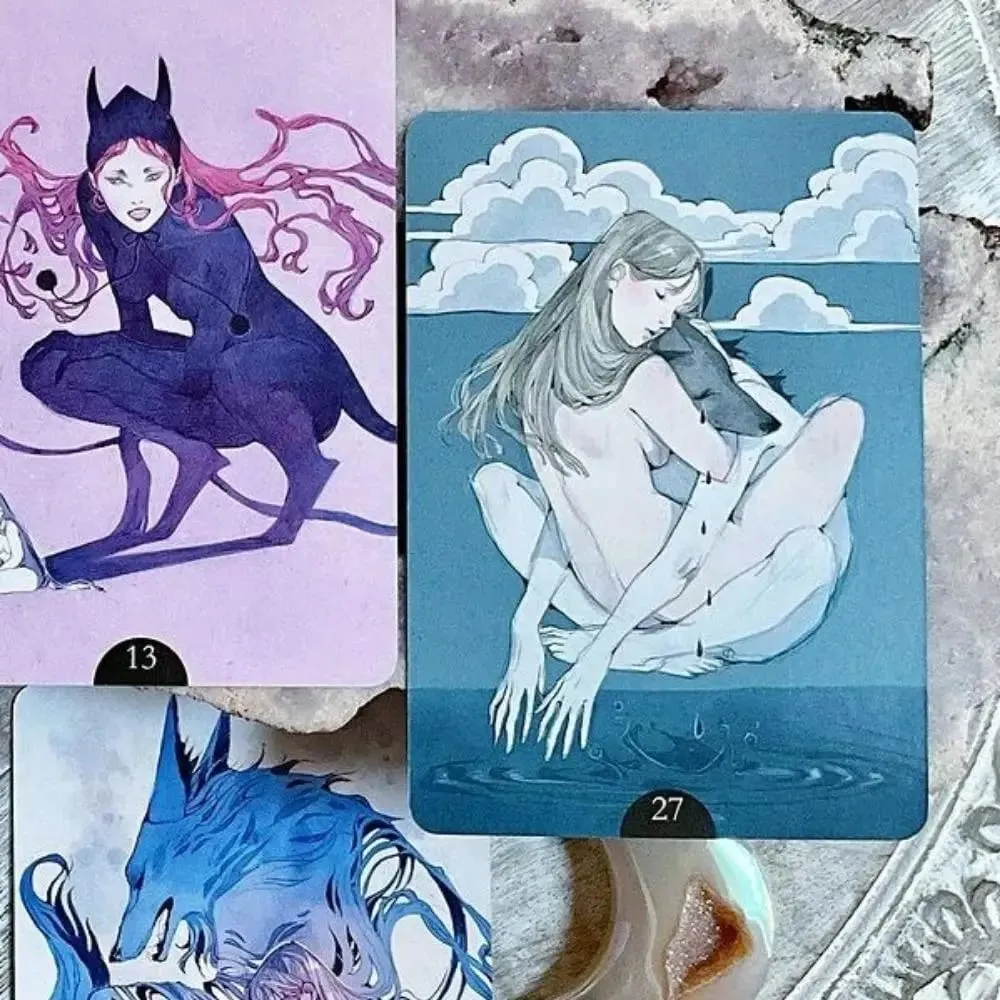 8.8*12.6cm Loputyn Oracle 36 Pcs Cartões Dupla Face Em Relevo Evocativo Desenhos Sensuais e Imaginativos