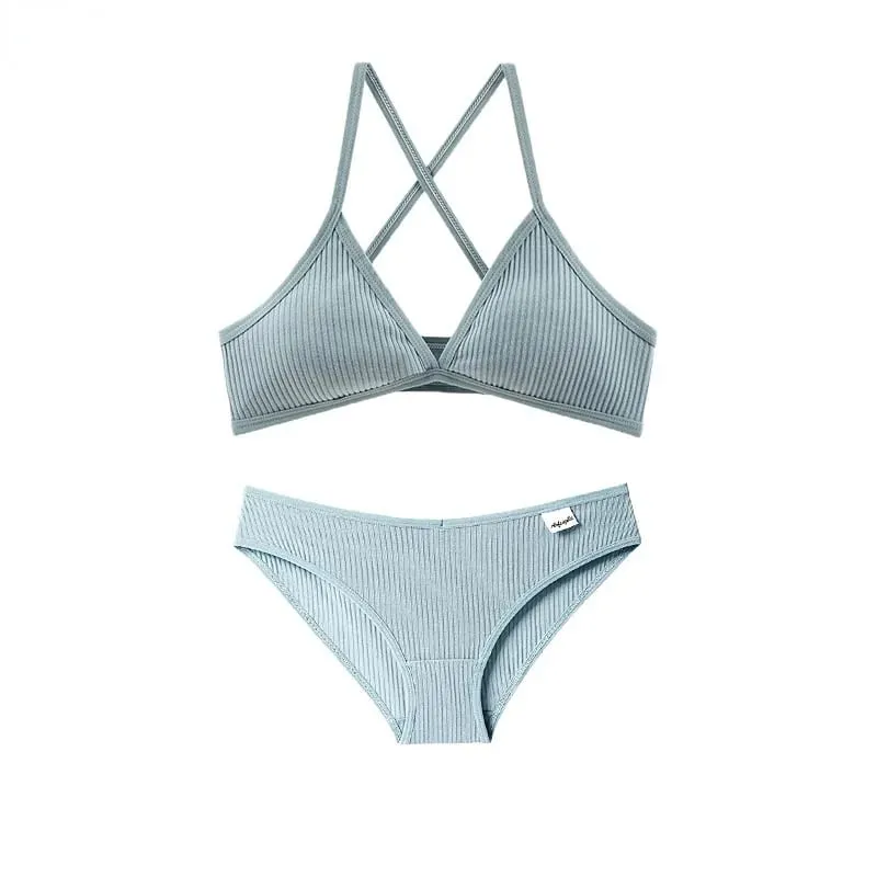 Kit de calcinha de algodão com copo triangular francês, roupa íntima respirável sem fio