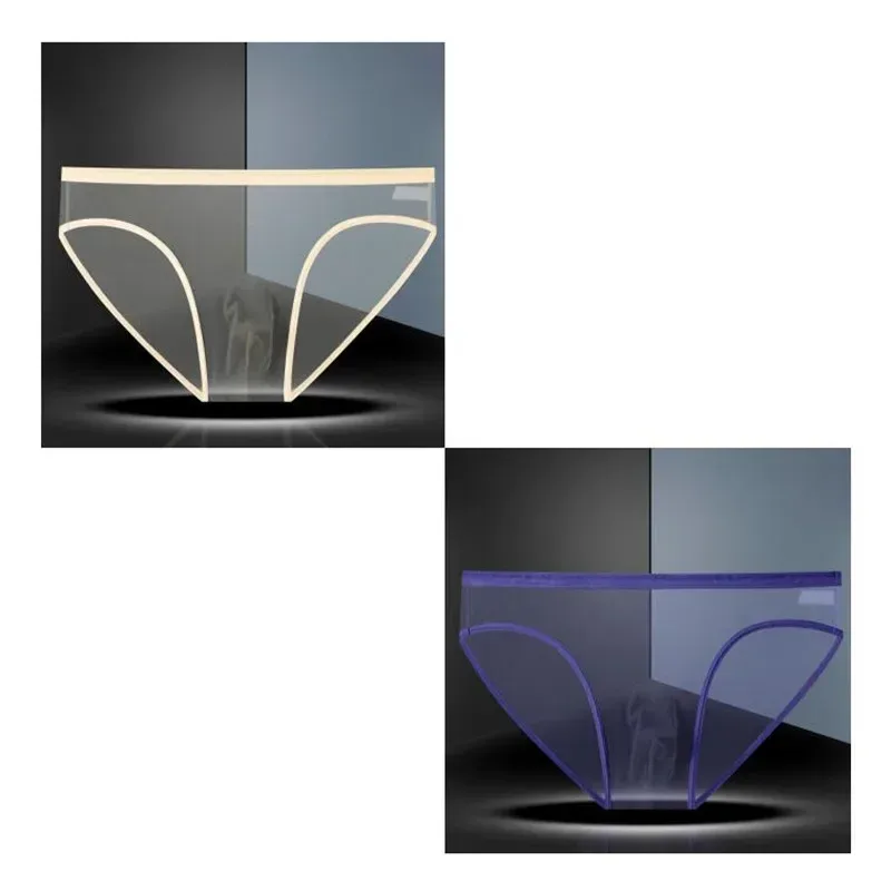 Transparent Underwear Hot Man Pants Ultra-thin Perspective Mid-rise Male Mesh Slips Homme Panties Plus Size