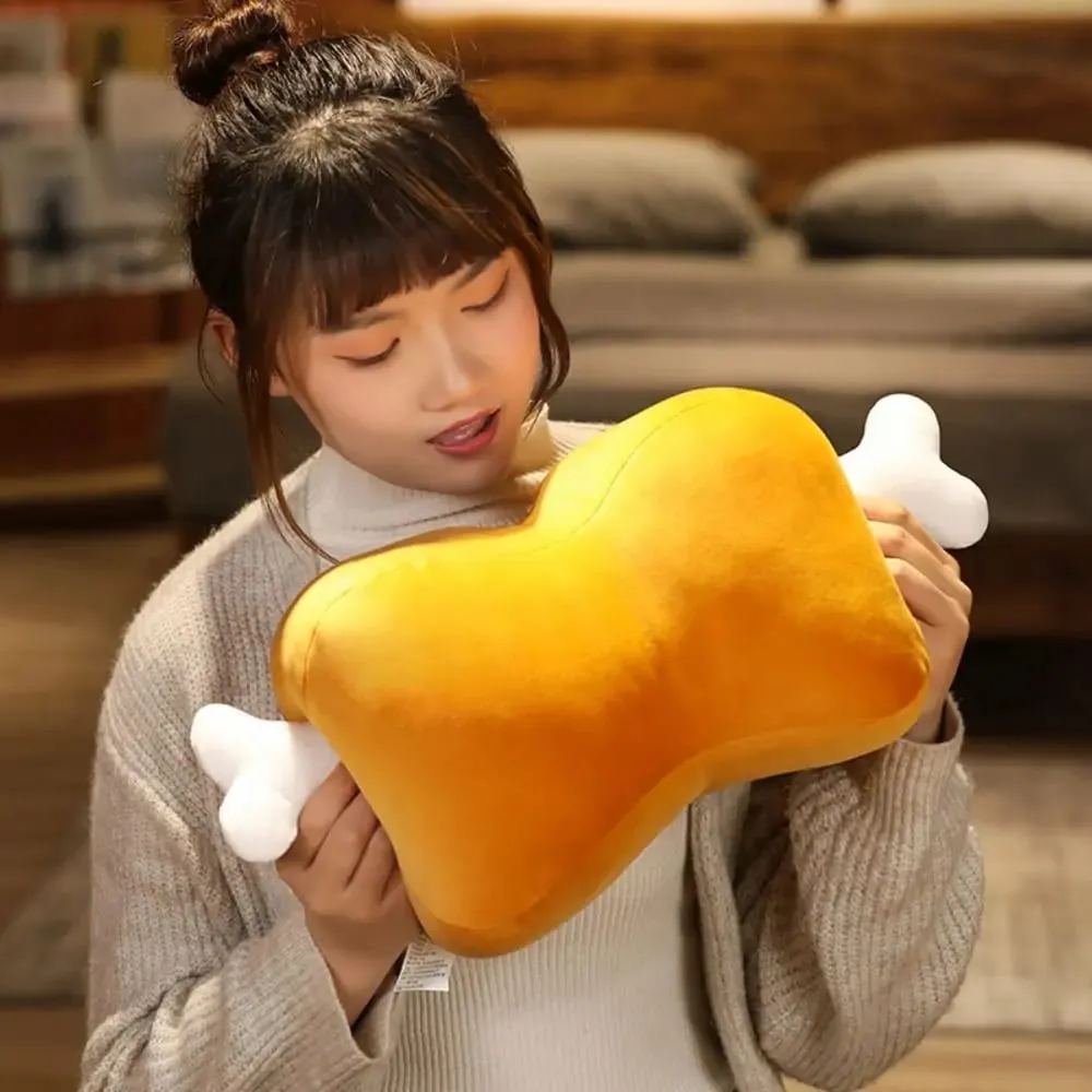 42cm Simulation Meat Bone Pillow Cartoon Design Soft Plush Toy Pillow Hypoallergenic Washable Lifelike Meat Bone Pillow