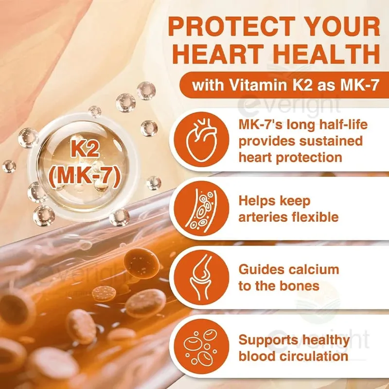 Vitaminas D3 + K2 Suplementos Orgânicos Alta Biodisponibilidade - Suporta Densidade Óssea Cálcio Equilíbrio Imunidade e Saúde do Humor