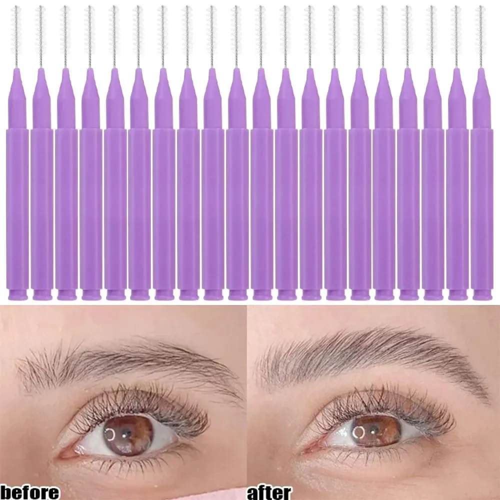 50pcs Mini Eyebrow Brush Disposable Lightweight Brow Lifting Brushes Portable Eyelash Extension Comb Perm Brush Lash Accessories