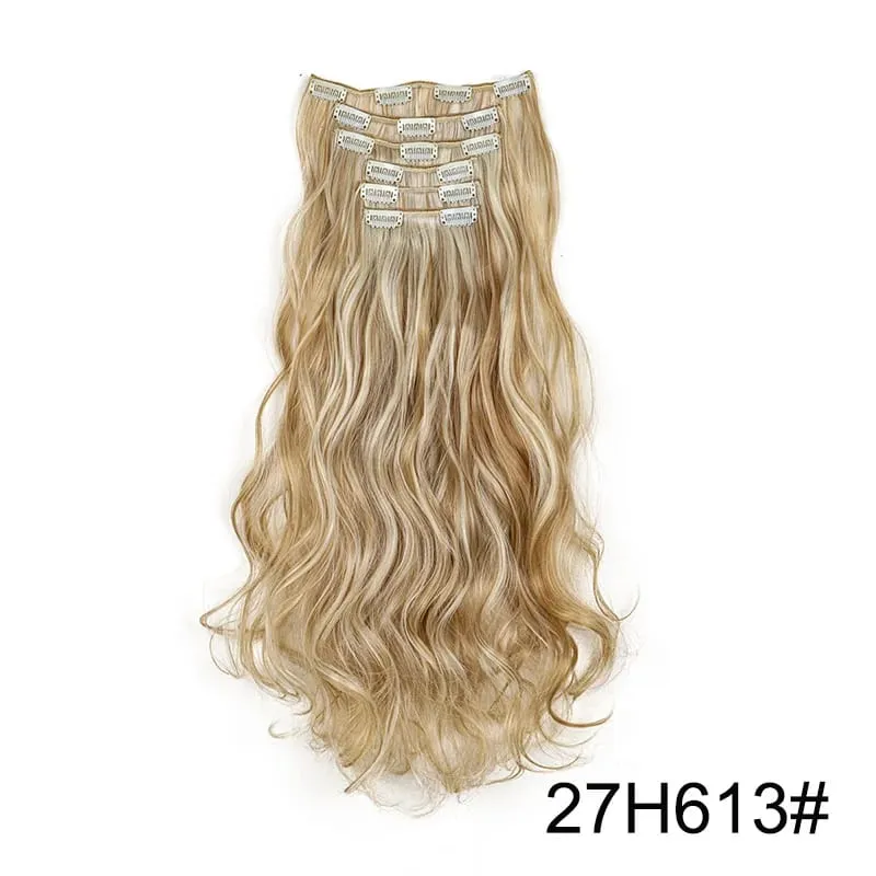 22 Polegada sintético 6 pçs/set longo encaracolado extensão do cabelo grosso macio peruca para cobertura de linha fina curta para uso diário feminino