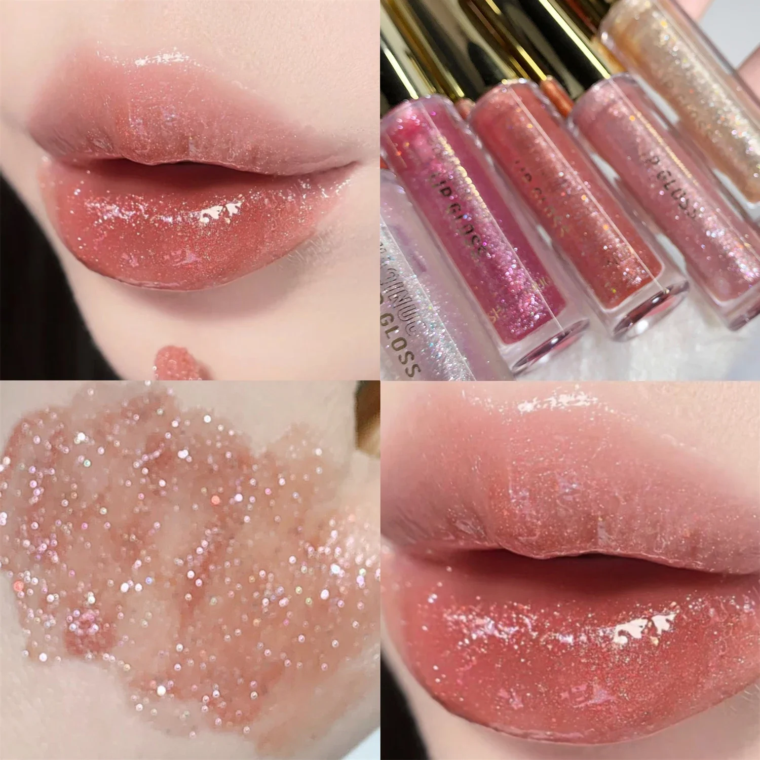 Pérola diamante brilho labial esmalte de longa duração hidratante brilho labial matiz óleo espelho de maquiagem água luz batons líquidos