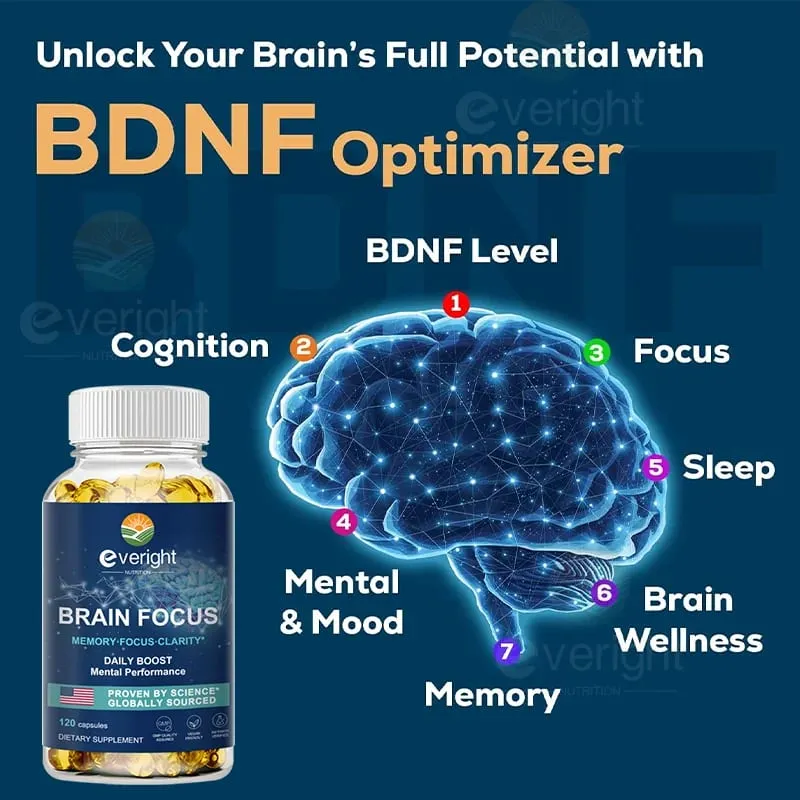 Suplemento cerebral para foco na memória, energia do sistema nervoso e concentração de QI e saúde cognitiva