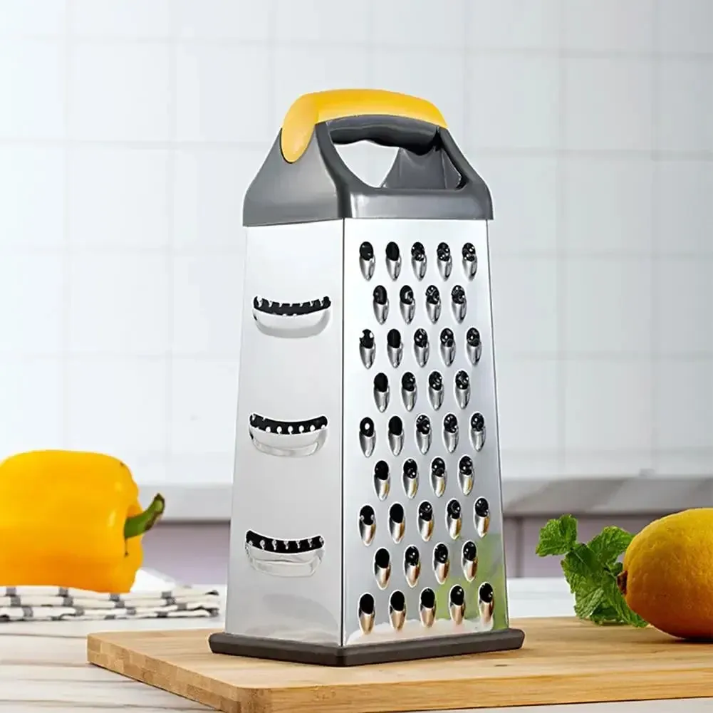 Ralador de caixa de 4 lados resistente ferramenta de descascamento de vegetais cor prata ralador multifacetado