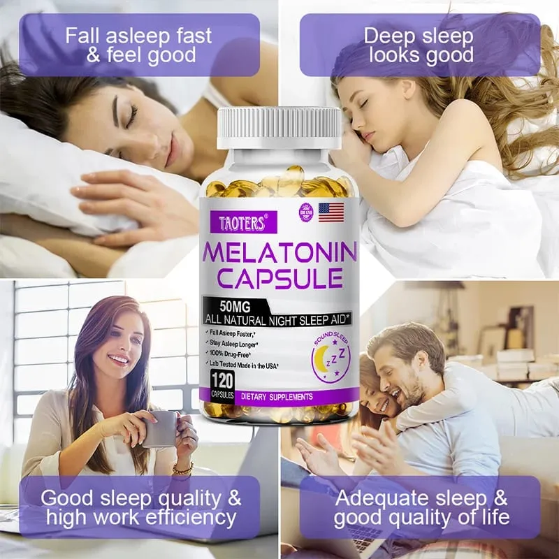 Cápsulas de melatonina 50 mg - promovem o adormecimento rápido, acalmam a mente, suplemento natural para dormir
