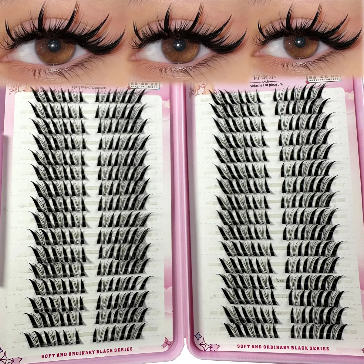32Rows Fox Eye Manga Cluster Lashes Cat Eye Lashes Individual Lashes Natural Look DIY Eyelash Extension Volume Lash Clusters