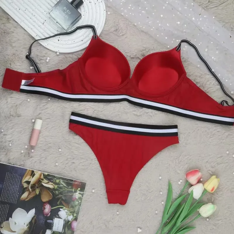 Sexy push up sutiã conjunto alças ajustáveis ​​underwire conforto sutiãs respirável acolchoado copo íntimo lingerie