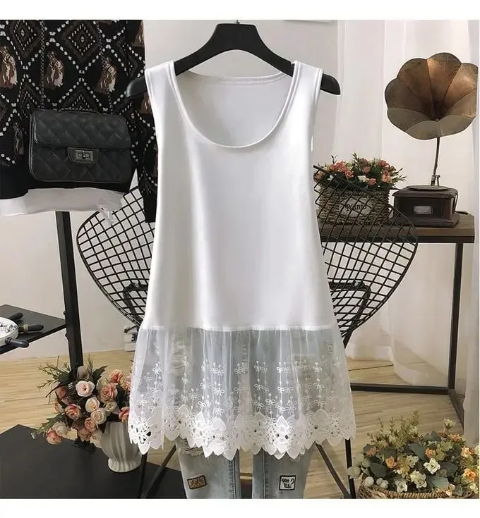 Rua casual rendas retalhos tanques verão nova sem mangas cor sólida solta juventude branco t camisa topos moda tendência roupas femininas