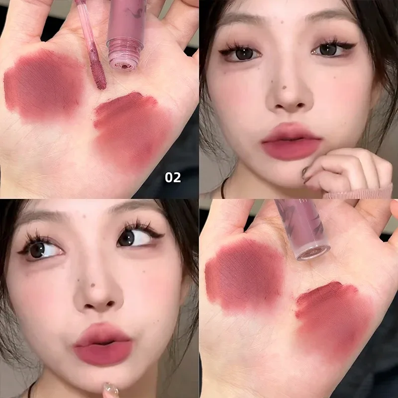 Punk marrom escuro lábio lama nude fosco laranja marrom brilho labial framboesa vermelho batom líquido à prova dwaterproof água antiaderente copo lábio matiz maquiagem