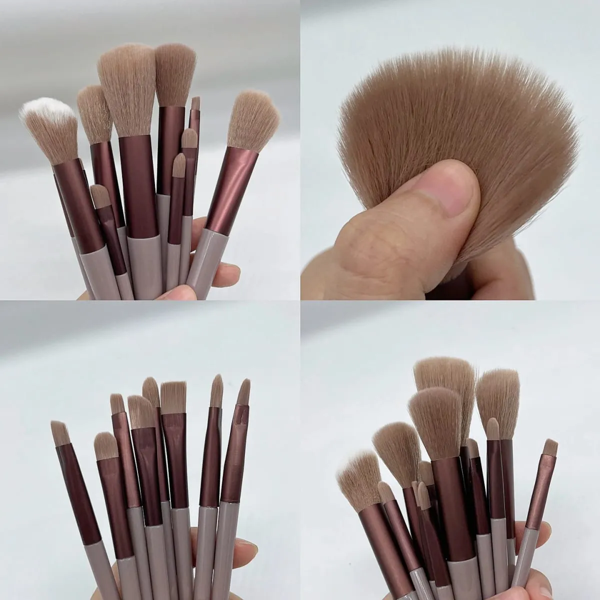 Conjunto de pincéis de maquiagem de beleza macia, 13 unidades, base, sombra, blush, ferramentas cosméticas com bolsa de armazenamento para mulheres
