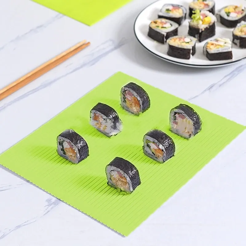 Tapete de rolo de sushi de silicone, faça você mesmo, lavável e reutilizável, molde para rolo de sushi, faça você mesmo, rolo de comida, arroz, rolo de bolo