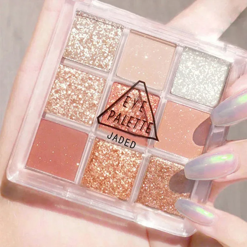 Full Pearlescent Eyeshadow Palette Sparkling Sequin Butter Rose Orange Nine-colors Eye Shadow Makeup Palette Glitter Eyeshadow