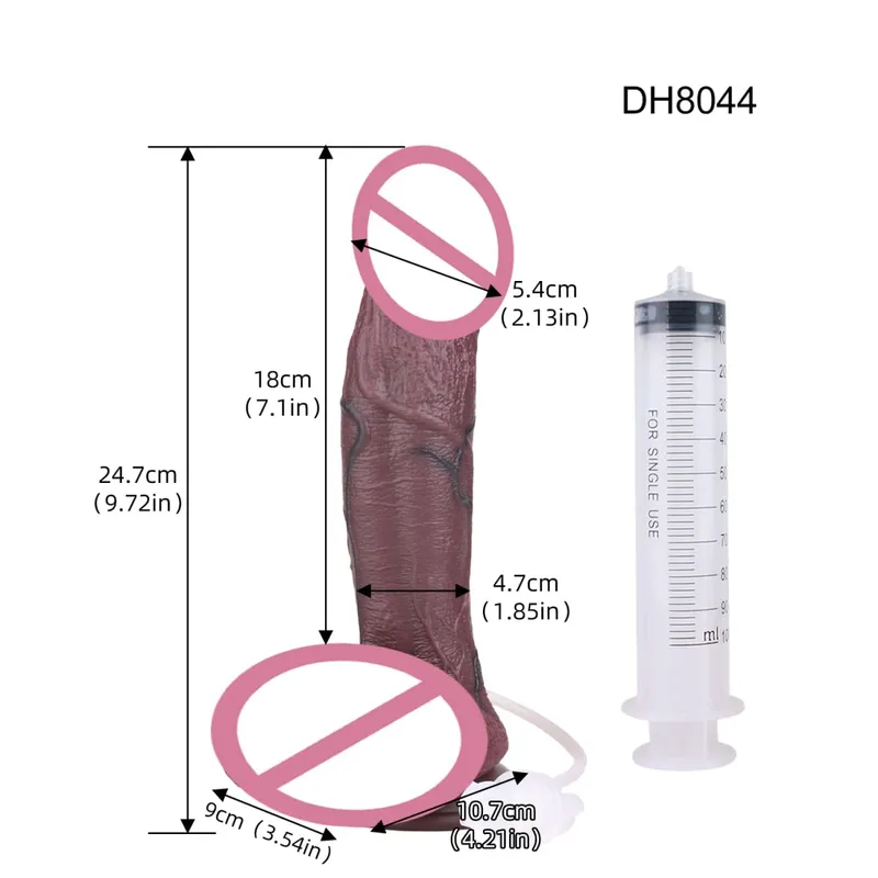 Silicone realista camadas duplas ejaculando pênis esguichando vibrador longo com otário brinquedos sexuais anal para homens mulheres masturbador