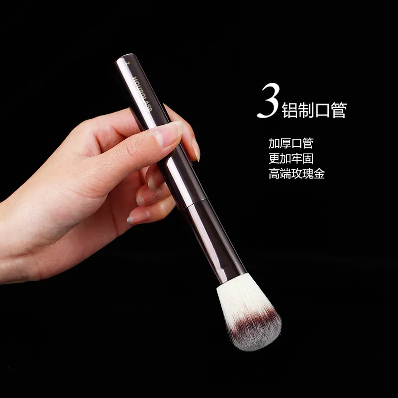 1 peça #2 pincéis de maquiagem blush pó contorno blush pincel de maquiagem requintado ferramenta cosmética profissional cabo de metal com caixa