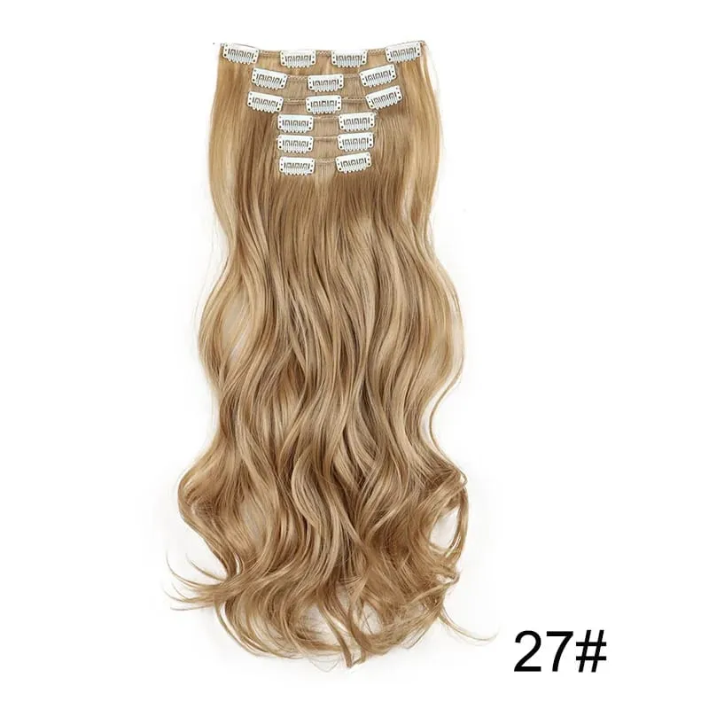22 Polegada sintético 6 pçs/set longo encaracolado extensão do cabelo grosso macio peruca para cobertura de linha fina curta para uso diário feminino