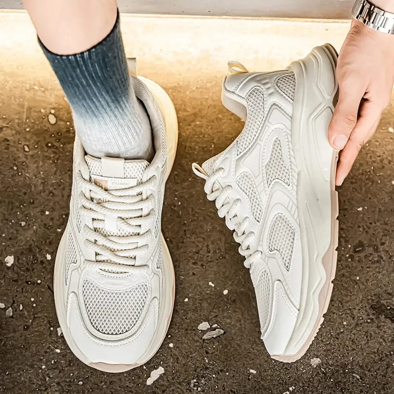 Men's light mesh casual Chunky sneakers four seasons soft-sole breathable outdoor Racing running shoes youth Speed sports shoes