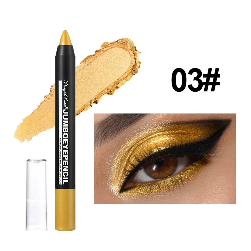 Smoky Green Eyeshadow Pencil Waterproof Pearlescent Metallic Glitter Eye Shadow Stick Highlighter Pen Eye Makeup Tools 12 Colors