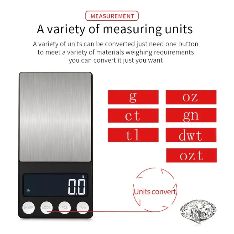 Digital Pocket Mini Scale Precision 0.01g LCD Jewelry Gold Diamond Accessories Gram Balance Weight Scales For Kitchen 1000g