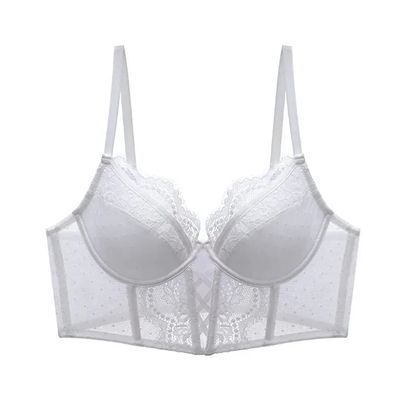 Popular conjunto de sutiã feminino de renda vintage francesa macio underwire copo fino suporte de osso push up lado reunir axila roupa interior gorda 32-38ab — image 9