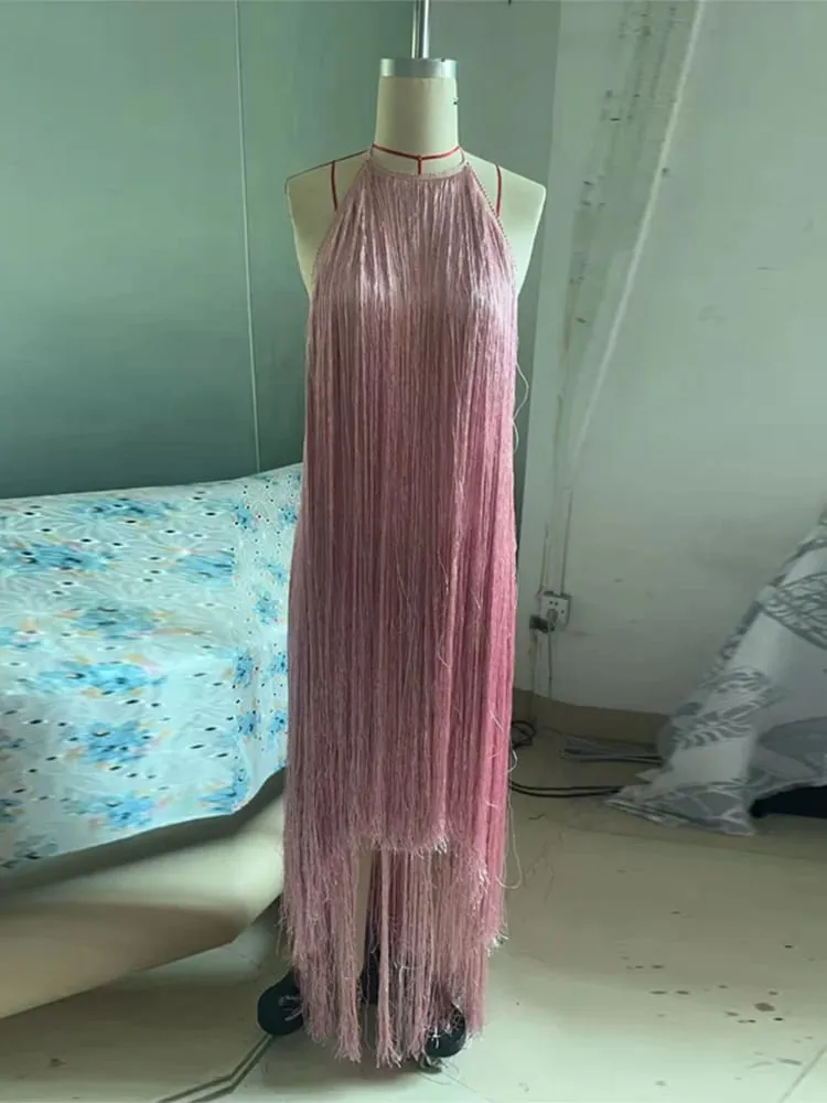 Fest Damekjole Halter Ærmeløs Rygløs kvast Solid Kvinde lange feriekjoler 2026 Sommermode Elegant Lady Robe — image 6