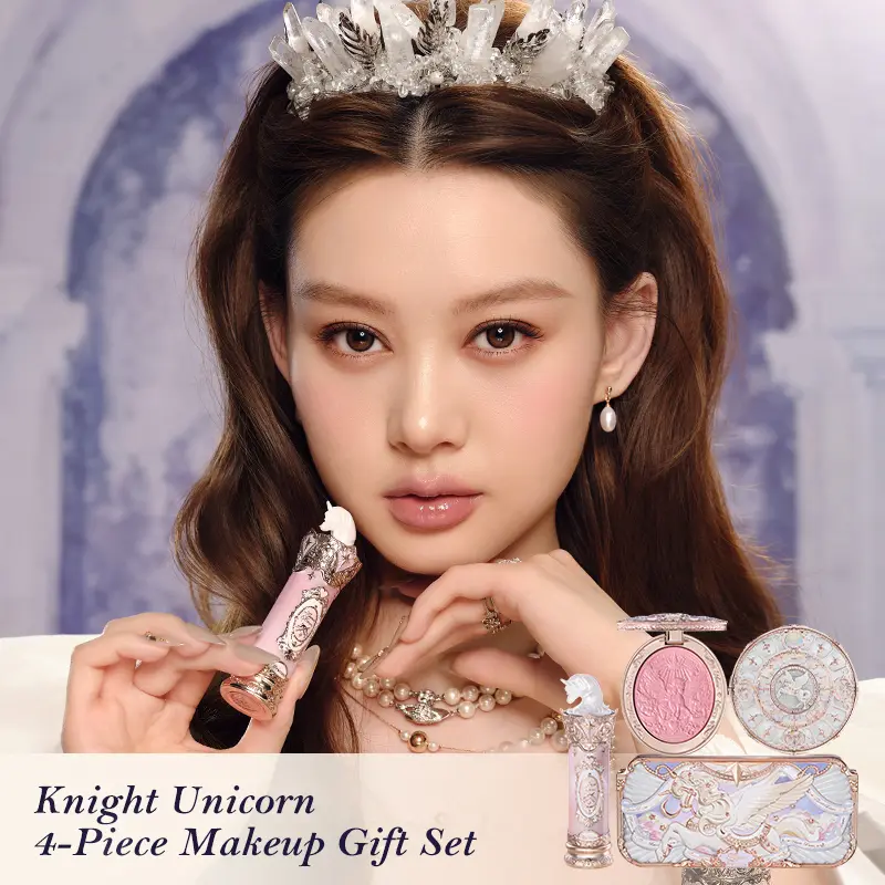 [NOVO] Conjunto de presente da coleção Flower Knows Knight Unicorn inclui paleta de maquiagem + batom + blush + pó solto
