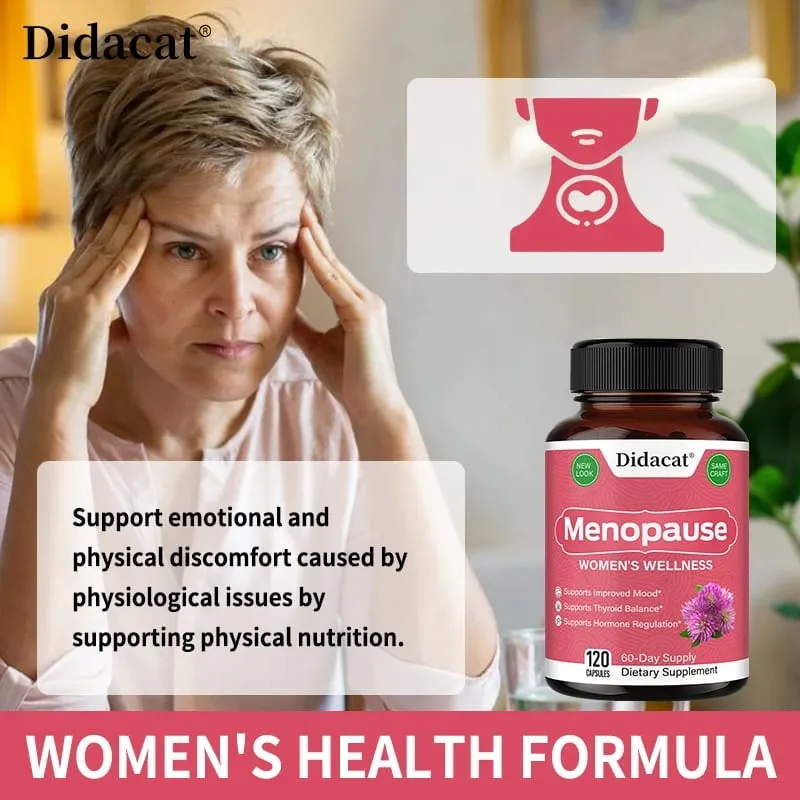 Cápsulas de alívio da menopausa apoiam o controle de peso, melhoram o metabolismo, suplementos de humor, antiestresse, fadiga e ansiedade