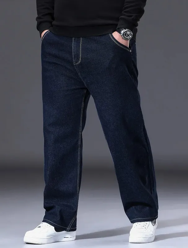 29-50 tamanhos calças de brim estiramento masculino perna reta calças jeans estendido dimensionamento azul preto streetwear relaxado ajuste para o trabalho casual novo — image 10