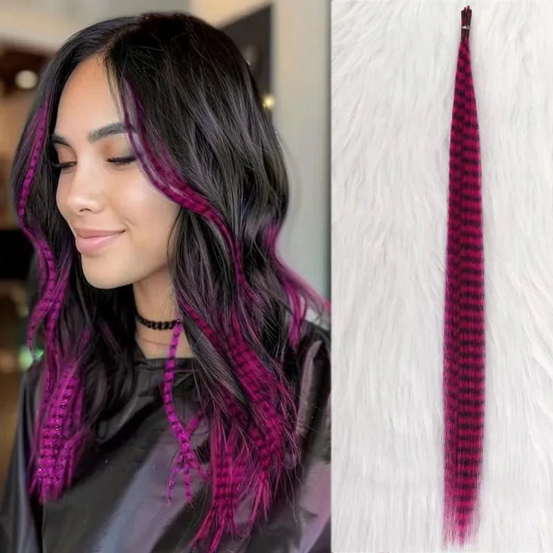 10-Piece Rainbow Synthetic Feather Extensions Multicolor 16-Inch Hair Add-ons Suitable for Women