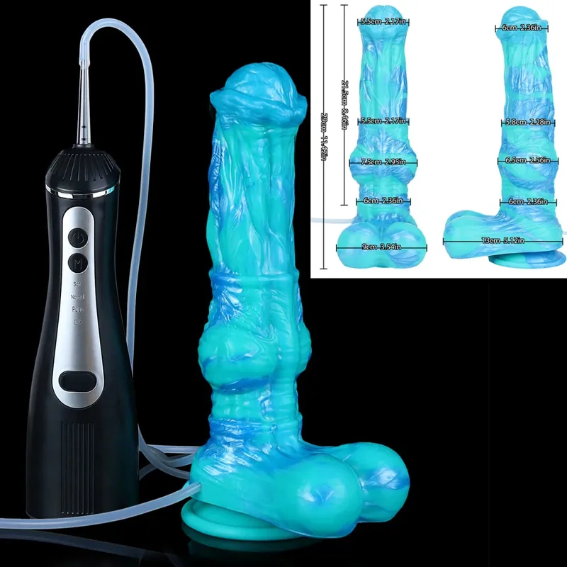 矽膠電動噴射幻想假陽具帶吸盤前列腺按摩器射精陰莖性玩具女式男式