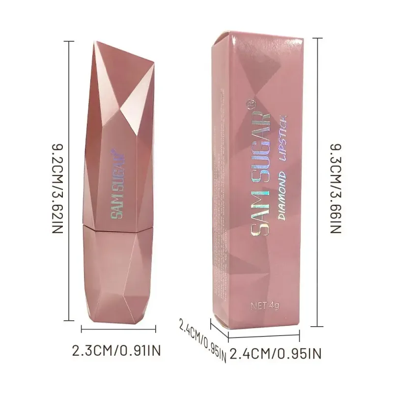 Batom com glitter diamante de longa duração, hidratante à prova d'água, altamente pigmentado, brilho metálico perolado, antiaderente